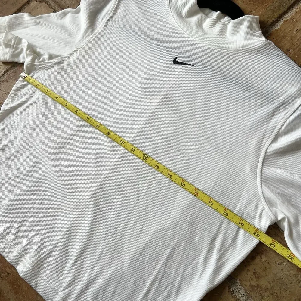 Nike Women's Sportswear Essential Ribbed MockNeck Short Sleeve Top White XL
